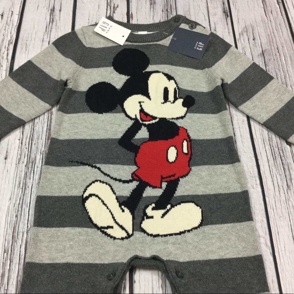 Gap Boys 0 3 Month Mickey Sweater Romper - Picture 3 of 4